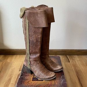 Corral Retro Ladies Vintage Cognac Deer Knee-High Boots